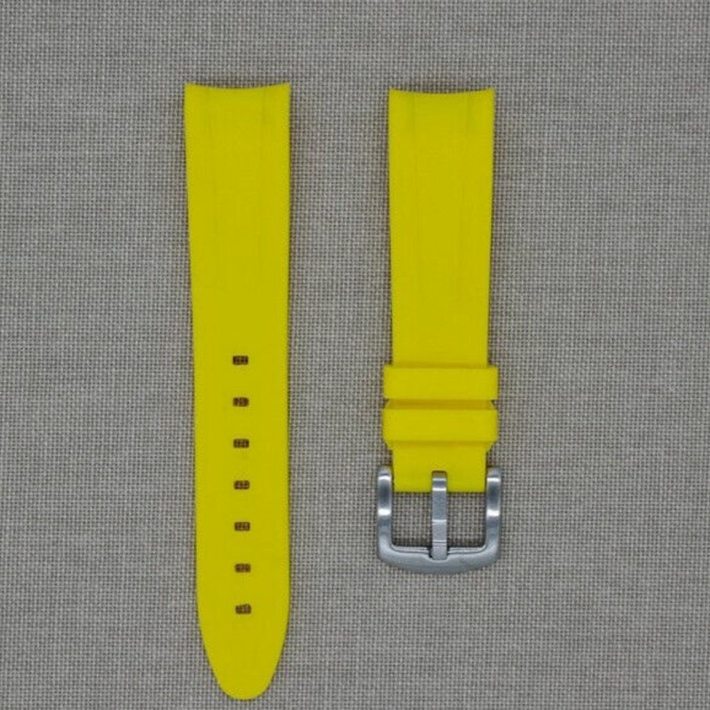 Tempomat 21mm Yellow Rubber Strap Fits Rolex Submariner 41mm Explorer Ii